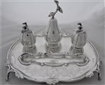 Fantastic crested Victorian silver inkstand London 1846 by the Foxes