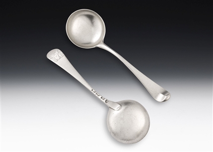 A Rare Pair of George Ii Hanoverian Pattern Sauce Ladles Made in London in 1751 by George Morris