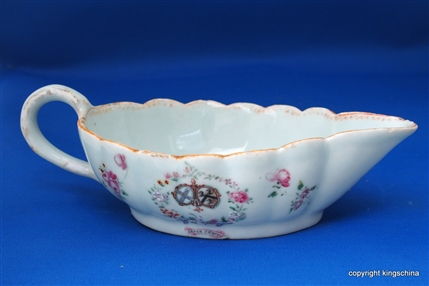 HAYLEY family Chinese Armorial Sauceboat 18th Century