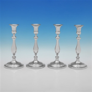 Set of 4 George III Sterling Silver Candlesticks