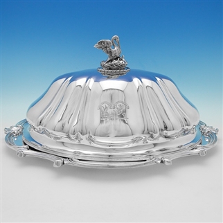 Victorian Sterling Silver Meat Dish & Cover