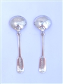 A pair Victorian hallmarked Exeter sterling silver fiddle pattern salt spoons, 1850