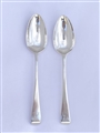 Pair George III hallmarked sterling silver Old English pattern dessert spoons, 1789