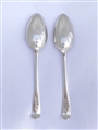 Pair George III hallmarked sterling silver Old English pattern dessert spoons, 1789
