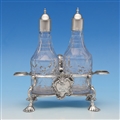 Rococo George II Sterling Silver & Glass Oil & Vinegar