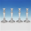 Set of 4 George IV Period Sterling Silver Candlesticks