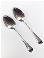 Pair George II hallmarked silver sterling silver Old English pattern tablespoons 1756