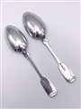 Antique Hallmarked Irish Sterling Silver Victorian Pair Fiddle Pattern Dessert Spoons 1895