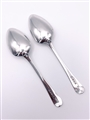 Antique Hallmarked Sterling Silver Pair Old English Pattern Dessert Spoons 1805