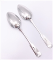 Antique Hallmarked George IV Scottish Provincial Sterling Silver Fiddle Pattern Pair Tablespoons c. 1820