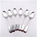 Antique Hallmarked Victorian Sterling Silver Set Six Fiddle pattern Teaspoons 1838