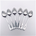 Antique Hallmarked Victorian Sterling Silver Set Six Fiddle pattern Teaspoons 1838