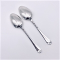 Antique Hallmarked Sterling Silver George III Pair Old English Pattern Tablespoons 1769