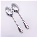 Antique Hallmarked Sterling Silver Victorian Pair Beaded Old English Pattern Tablespoons 1878