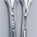 Antique Hallmarked Victorian Sterling Silver Pair Fiddle Thread and Shell Pattern Dessert Spoons 1840