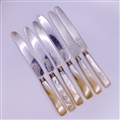 Antique Hallmarked Sterling Silver & Mother of Pearl Set Six George III Fruit Knives c.1800
