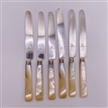 Antique Hallmarked Sterling Silver & Mother of Pearl Set Six George III Fruit Knives c.1800