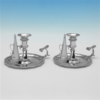 Pair of George III silver Chambersticks