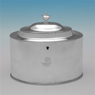Large Neoclassical Georgian Silver Tea Caddy
