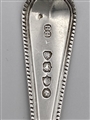 Antique Hallmarked Victorian  Sterling Silver Beaded Bright Cut Teaspoon London 1878