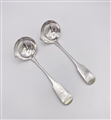 Antique Hallmarked Sterling Silver George III Irish Pair Small Ladles With Pouring Lip Dublin 1817