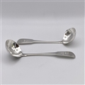 Antique Hallmarked Sterling Silver George III Irish Pair Small Ladles With Pouring Lip Dublin 1817