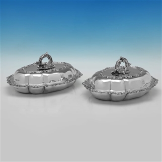 Pair of silver entree dishes
