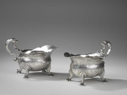 A Pair George II silver Sauceboats