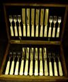 English Sterling Silver & Mother Of Pearl Fruit Or Dessert Boxed Set