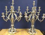 Magnificent Pair Of French Sterling Silver 9 Light Candelabra