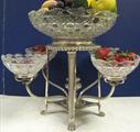 Antique English Sheffield Epergne With Crystal Bowls