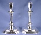 Pair of Queen Anne silver candlesticks