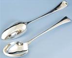 Pair Hester Bateman Old English serving spoons