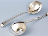 Pair George III silver feather edge sauce ladles