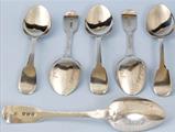 Six George IV silver Hatchett's Hotel teaspoons