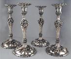 HOWARD STERLING SILVER 4 CANDLESTICKS ROCOCO MOTIF 1900