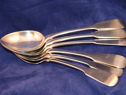 Six Glasgow pudding spoons