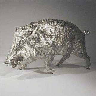 A LARGE SILVER WILD BOAR