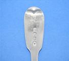 Four Victorian fiddle pattern sterling silver dessert spoons