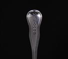 Matched set of five Military Thread pattern sterling silver dessert spoons