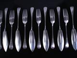 Set of Edwardian Hanoverian pattern sterling silver fish knives and forks for six people