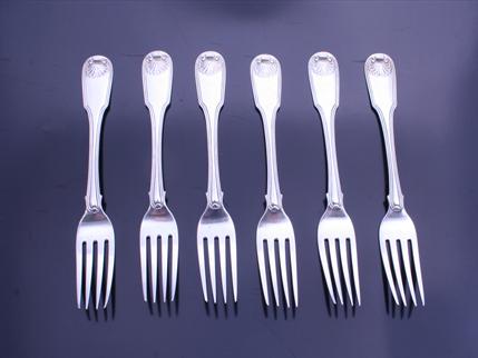 Six Georgian silver dessert forks