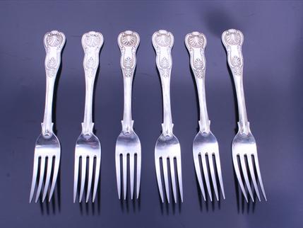 Six Victorian silver dessert forks