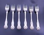 Six Victorian silver dessert forks