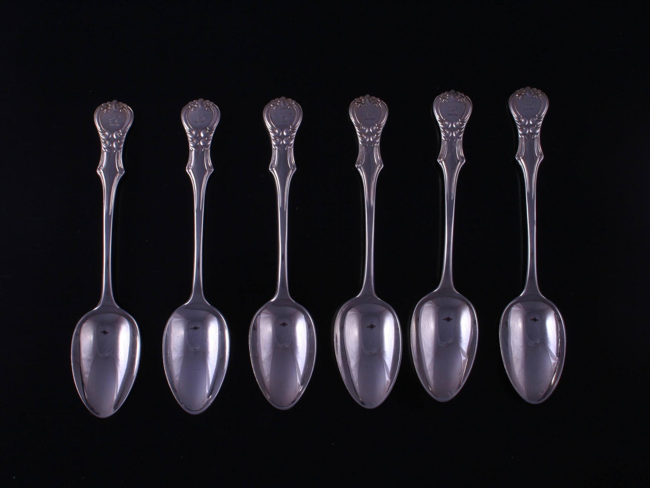 Six Victoria pattern sterling silver dessert spoons