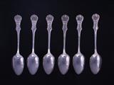 Six Victoria pattern sterling silver dessert spoons
