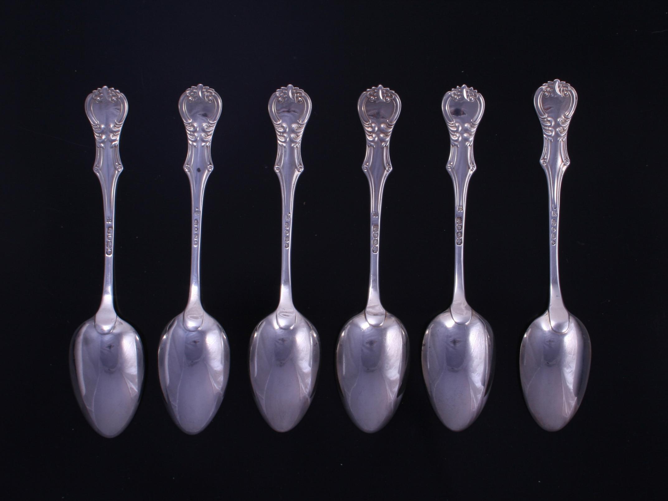 Six Victoria pattern sterling silver dessert spoons