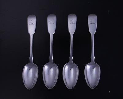 Four William IV silver dessert spoons