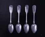 Four William IV silver dessert spoons