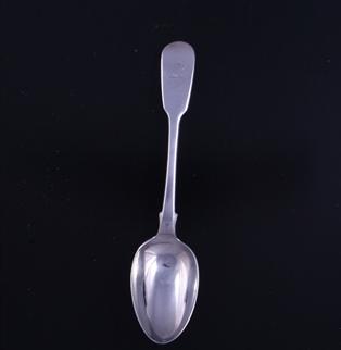 A Victorian fiddle pattern sterling silver dessert spoon